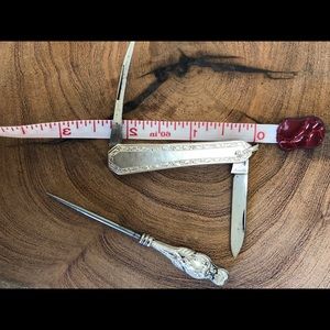 Antique Fruit Knife by Sheffield and Hat Pin 1900s